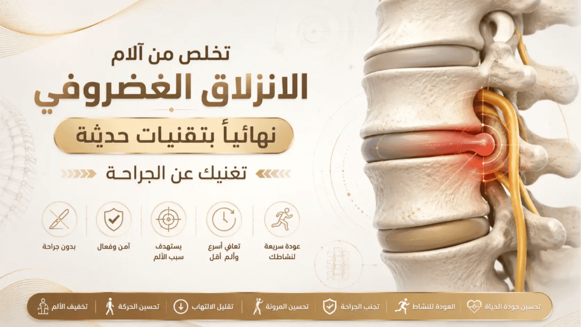 علاج الانزلاق الغضروفي بدون جراحة لتخفيف الألم وتحسين الحركة بأحدث التقنيات.