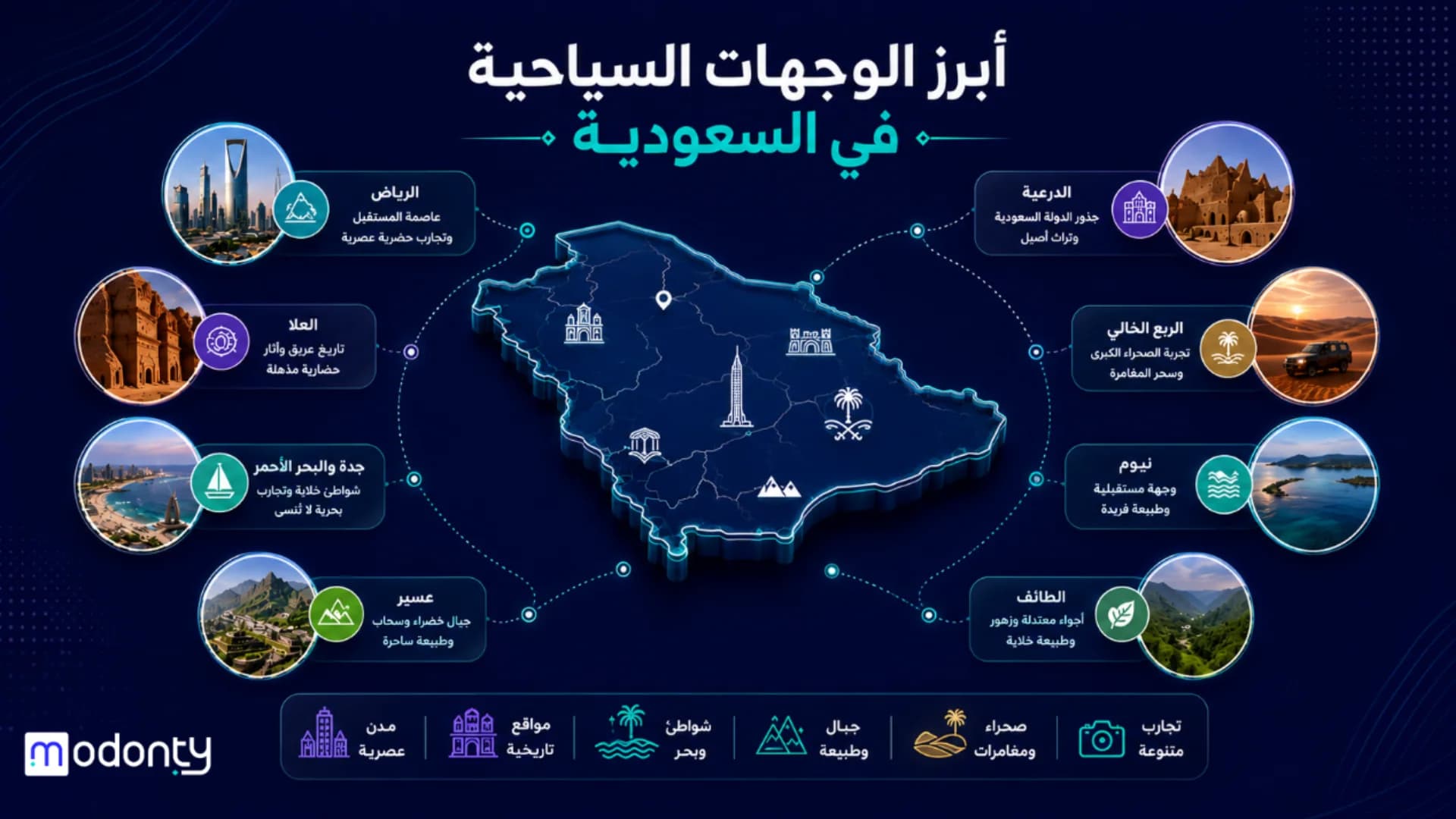 أبرز الوجهات السياحية في السعودية