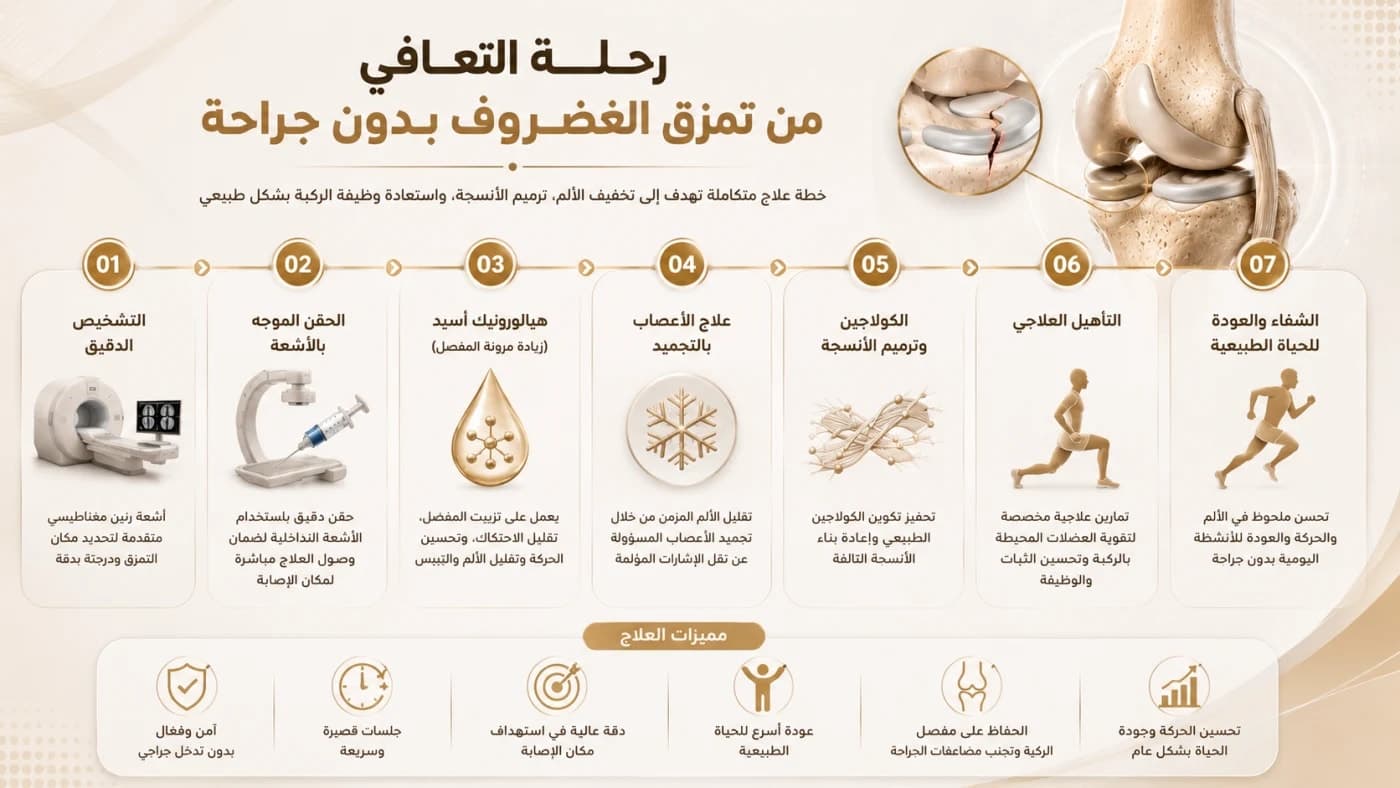 رحلة التعافي من الغضروف الهلالي بدون تدخل جراحي