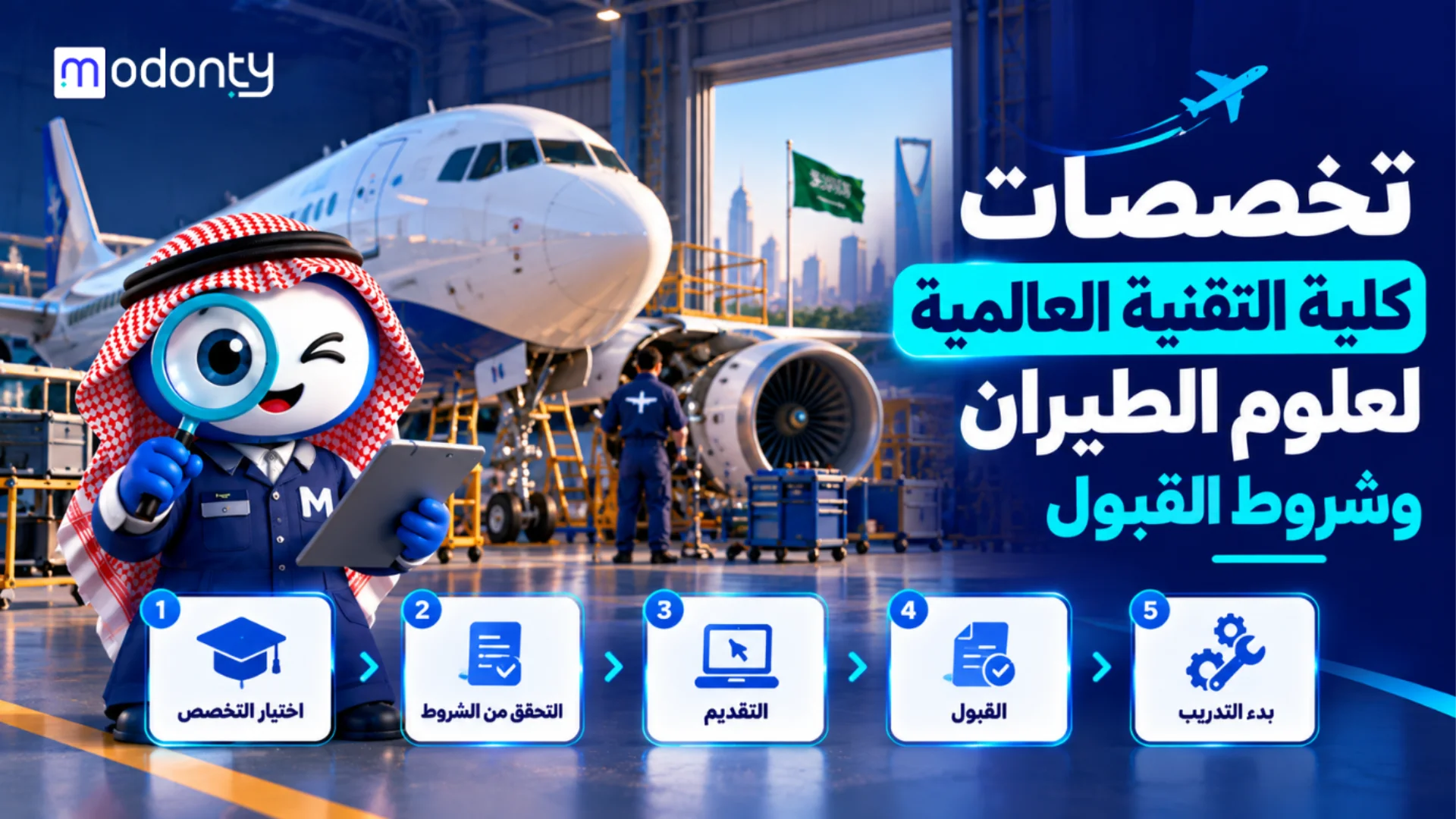 تخصصات كلية التقنية العالمية لعلوم الطيران وشروط القبول