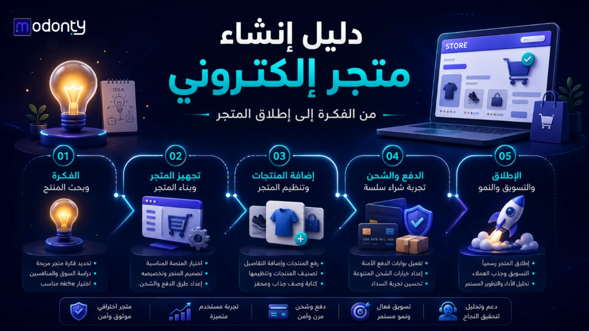 دليل إنشاء متجر إلكتروني من الفكرة إلى الإطلاق
