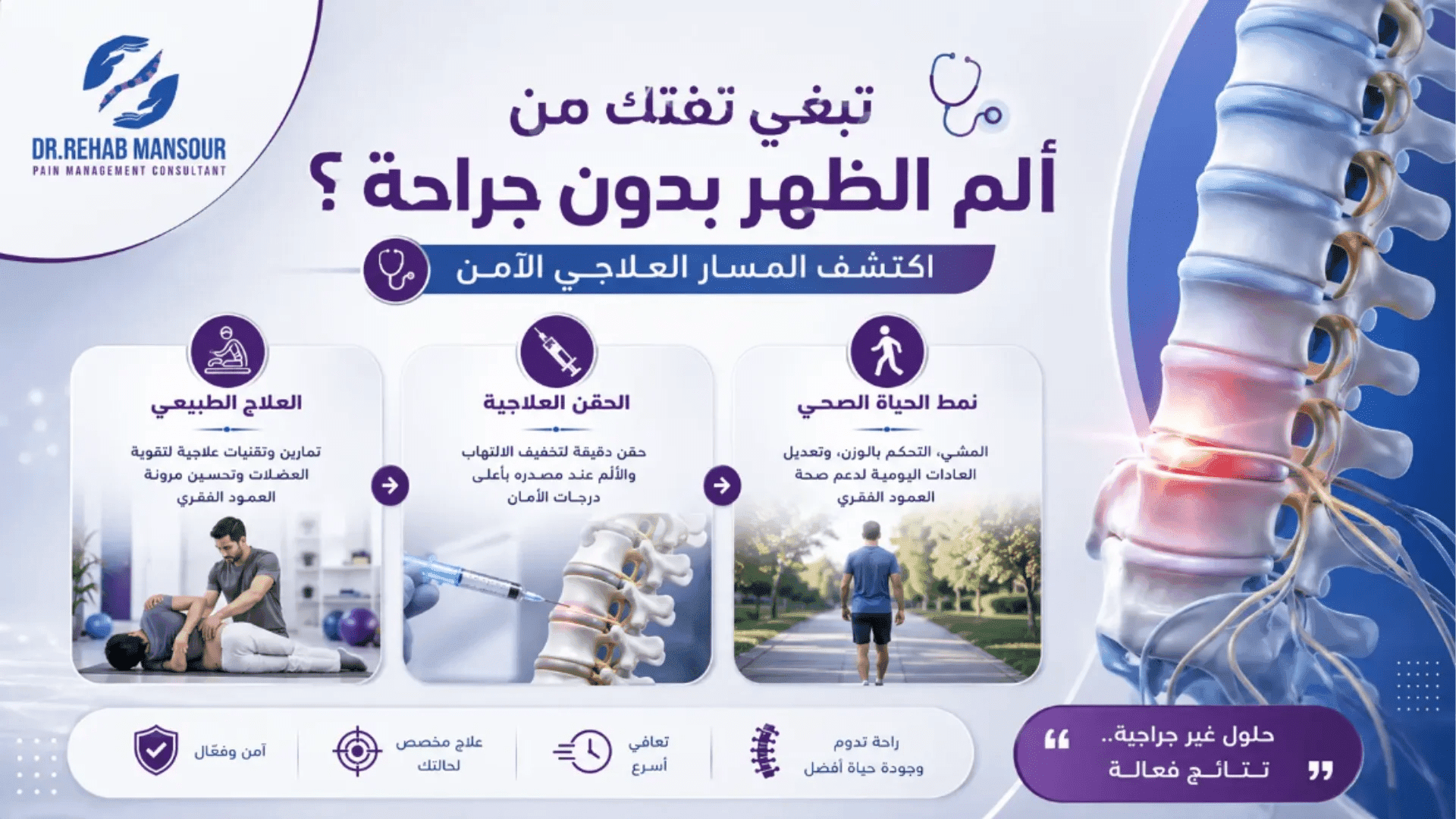 حقن الكورتيزون لعلاج الديسك وألم الظهر في عيادة د.رحاب منصور بالجيزة