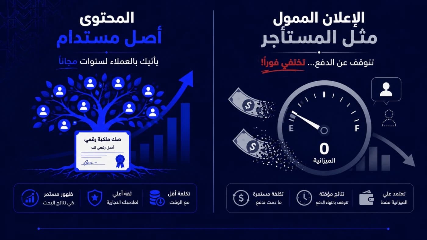 الفرق بين الأعلانات الممولة والتسويق بالمحتوي