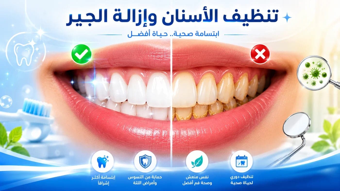 تنظيف الأسنان وإزالة الجير قبل وبعد العلاج