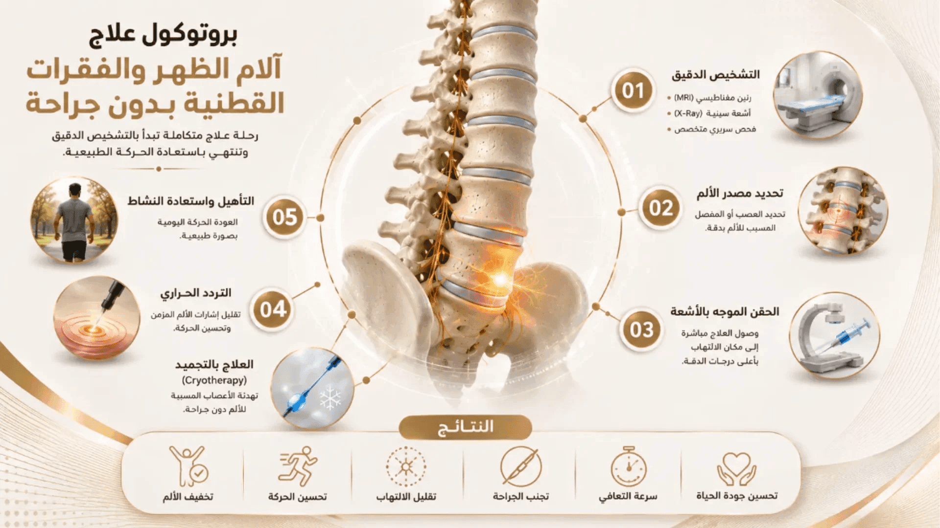 بروتوكول علاج آلام الظهر والفقرات القطنية بدون جراحة بدءًا من التشخيص وحتى التأهيل واستعادة الحركة